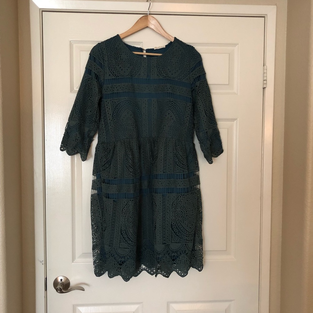 Green Embroidered Dress.